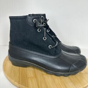 Sperry Top Sider Syren Gulf Duck Boots Black Suede Snow Rain Waterproof Sz 7 NEW